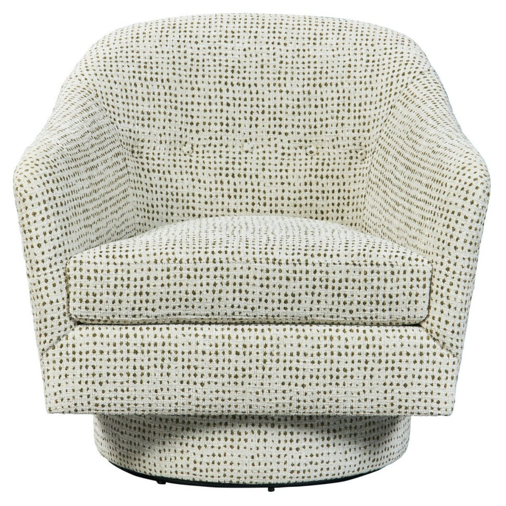 Coupe Swivel Chair in Dashing Olive – Retro-Inspired Chenille